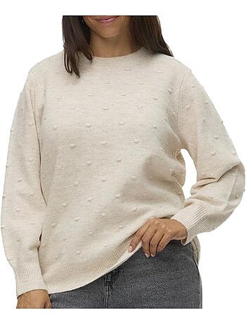 Vero moda curve francesca beige dames trui - grote maten