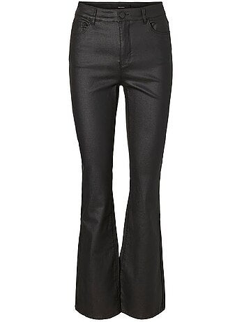 Vero moda curve siga hr zwarte imitatieleren dames pantalon