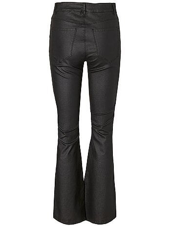 Vero moda curve siga hr zwarte imitatieleren dames pantalon