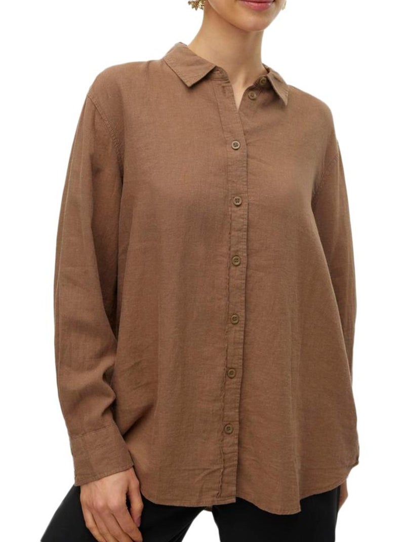 Vero Moda Dames Blouse met Lange Mouwen Bruin 10305085 Cappuccinobruin - Kiabi