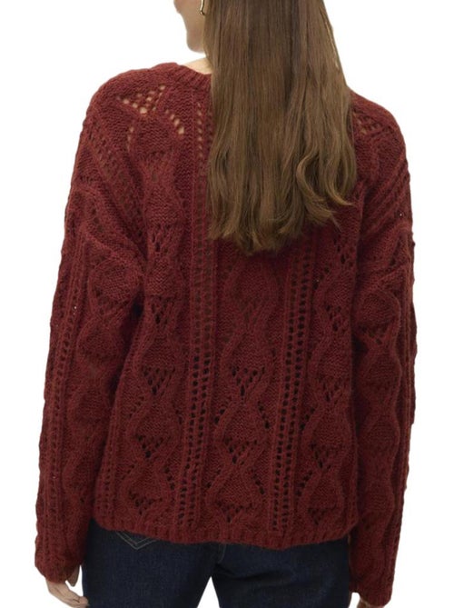 Vero Moda Dames Bordeauxrode Trui met Structuur - Kiabi Vero Moda Dames Bordeauxrode Trui met Structuur - Kiabi