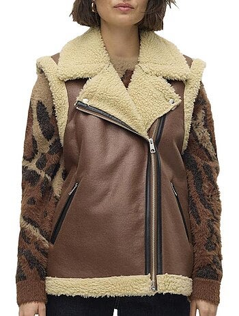 Vero moda dames gilet camel/ecru