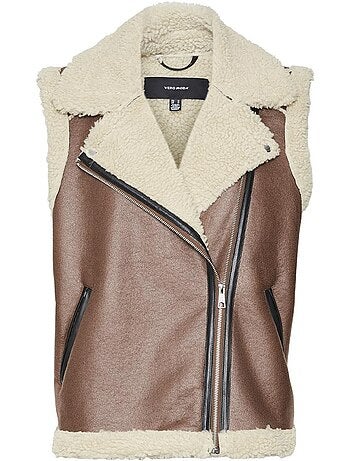 Vero moda dames gilet camel/ecru