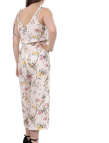 Vero moda dames jumpsuit wit met bloemenprint 7/8 lengte