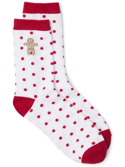 Vero Moda Dames Sokken Wit/Rood - Peperkoek Design - Kiabi Vero Moda Dames Sokken Wit/Rood - Peperkoek Design - Kiabi