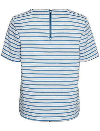 Vero moda dames t-shirt met blauwe strepen - snow white