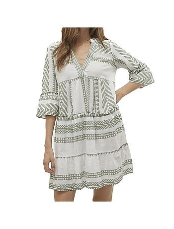 Vero moda dicthe beige/zwarte damesjurk