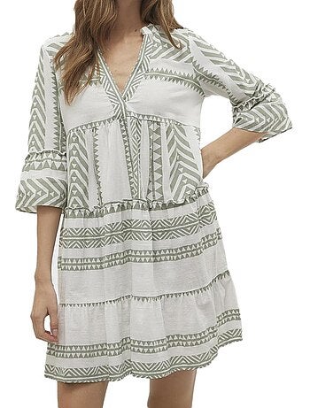 Vero moda dicthe beige/zwarte damesjurk