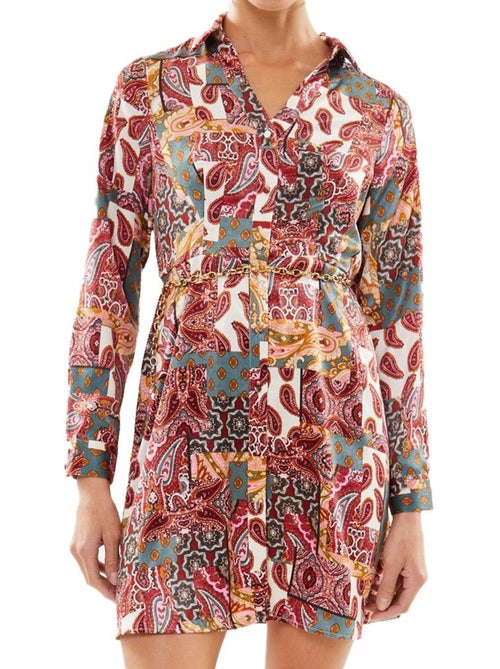 Vero Moda Dita Rode Jurk met Patroon voor Dames - Kiabi Vero Moda Dita Rode Jurk met Patroon voor Dames - Kiabi