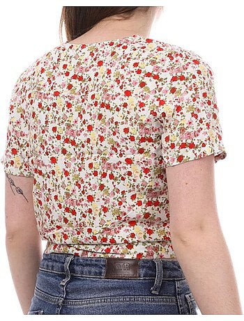 Vero moda easy dames blouse wit/geel met bloemenprint