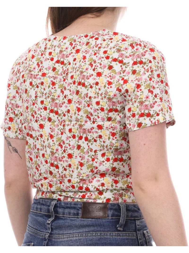 Vero Moda Easy Dames Blouse Wit/Geel met Bloemenprint Wit Multikleur - Kiabi