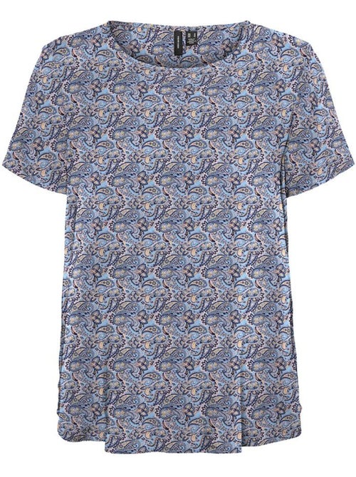 Vero Moda Easy Damesblouse met Blauw Patroon - Kiabi Vero Moda Easy Damesblouse met Blauw Patroon - Kiabi