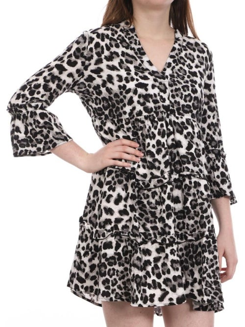 Vero Moda Easy Grijze Luipaardprint Jurk Dames - Kiabi Vero Moda Easy Grijze Luipaardprint Jurk Dames - Kiabi