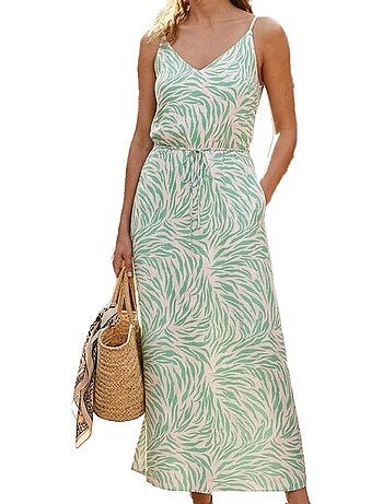 Vero moda easy joy dames jurk groen/beige