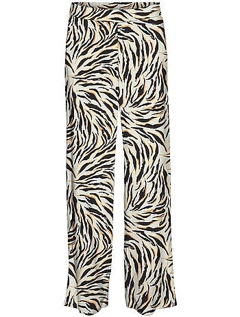 Vero moda easy joy dames pantalon met print - beige/zwart/oranje