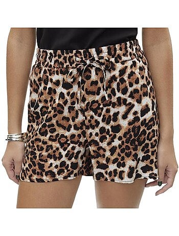 Vero moda easy joy korte damesbroek met beige/groen patroon