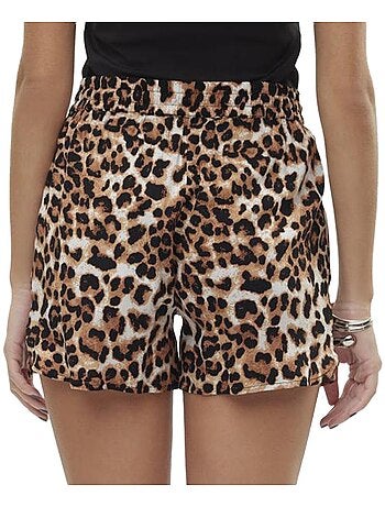 Vero moda easy joy korte damesbroek met beige/groen patroon
