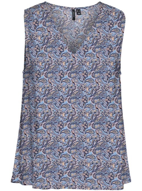Vero Moda Easy Joy Damesblouse met Blauw Patroon - Kiabi Vero Moda Easy Joy Damesblouse met Blauw Patroon - Kiabi