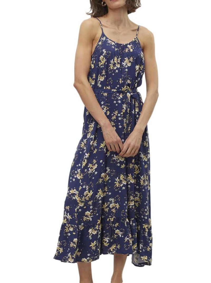 Vero Moda Easy Joy Damesjurk met Marineblauwe en Gele Print Blauw Geel - Kiabi