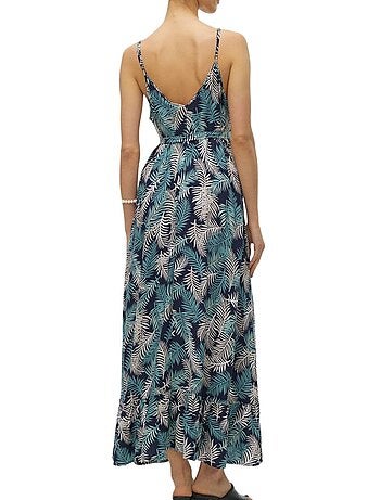 Vero moda easy joy damesjurk met marineblauwe en gele print