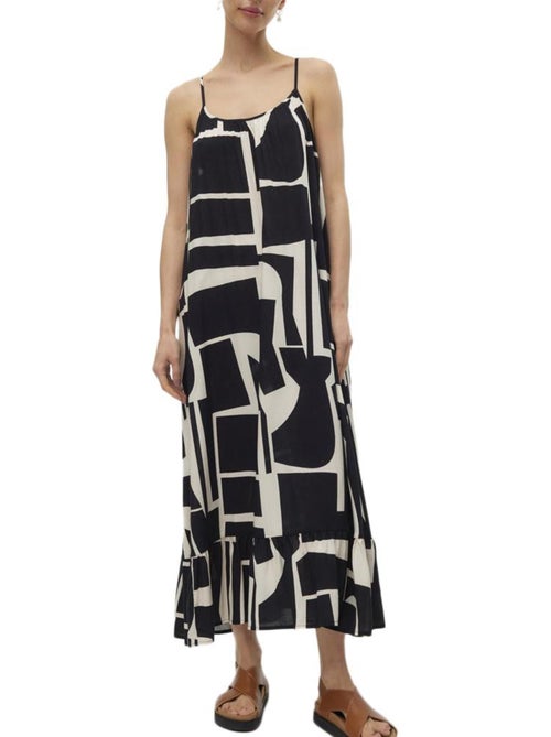 Vero Moda Easy Zwart/Beige Damesjurk - Kiabi Vero Moda Easy Zwart/Beige Damesjurk - Kiabi