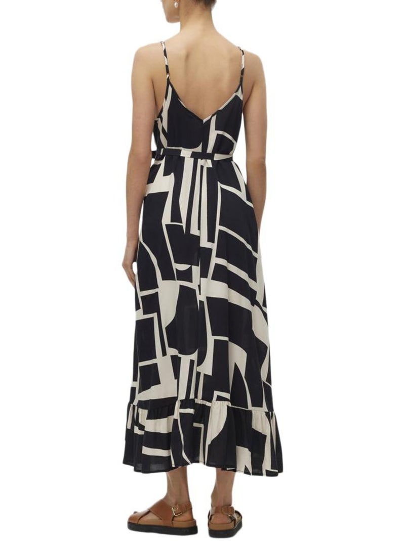 Vero Moda Easy Zwart/Beige Damesjurk Zwart Ecru - Kiabi