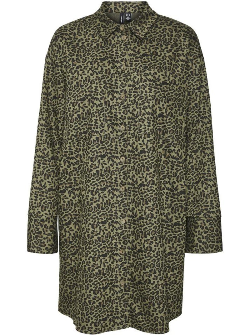 Vero Moda Edith Luipaardprint Khaki Jurk voor Dames Licht kakigroen - Kiabi