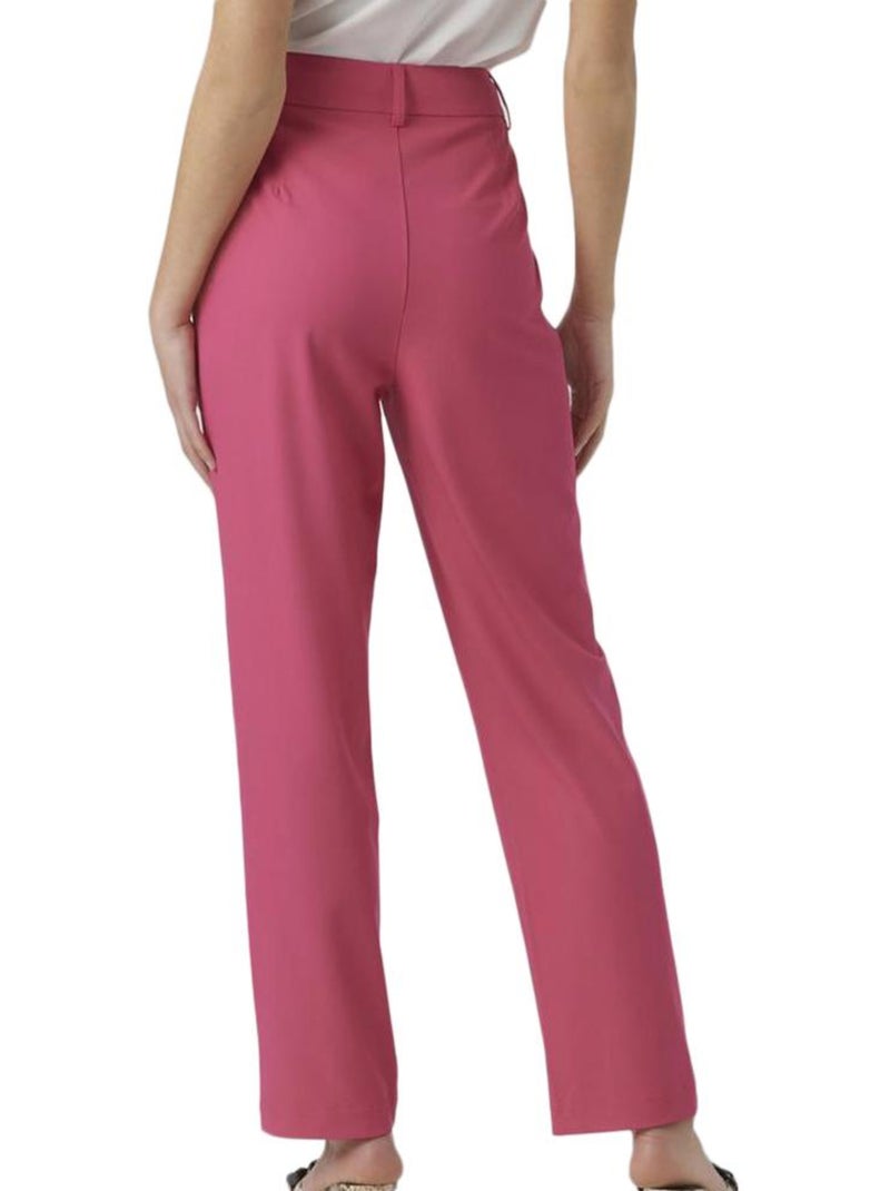Vero Moda Elda Roze Dames Pantalon - Soepelvallende Broek Roze - Kiabi