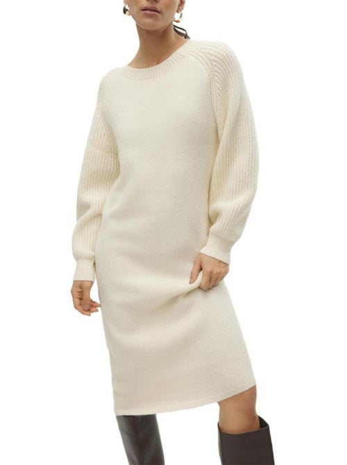 Vero Moda Enya Witte Gebreide Jurk voor Dames - Kiabi Vero Moda Enya Witte Gebreide Jurk voor Dames - Kiabi