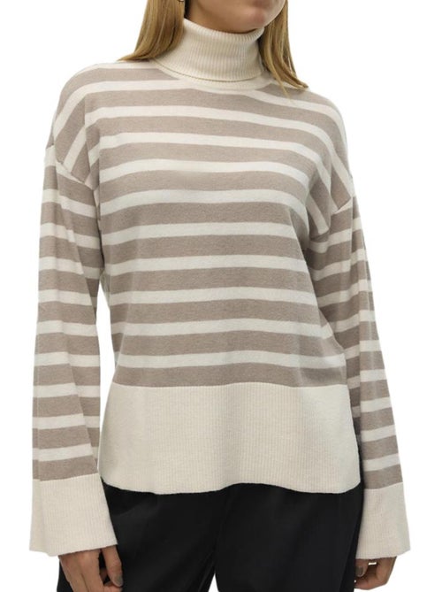 Vero Moda Fantastic Coltrui Dames Wit/Bruin - Kiabi Vero Moda Fantastic Coltrui Dames Wit/Bruin - Kiabi