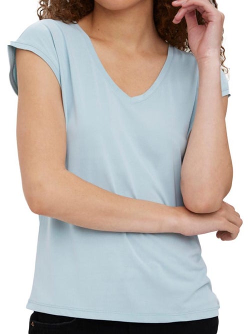 Vero Moda Filli Turquoise T-shirt voor Dames - Kiabi Vero Moda Filli Turquoise T-shirt voor Dames - Kiabi