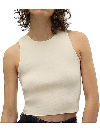 Vero moda ginny beige croptop voor dames