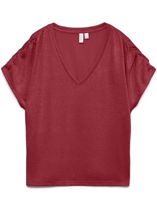 Vero Moda Golda Rood Dames T-shirt - Kiabi Vero Moda Golda Rood Dames T-shirt - Kiabi