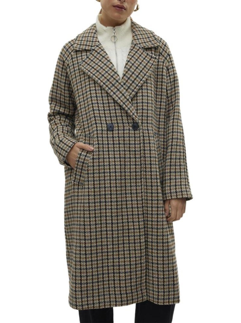 Vero Moda Hannah Beige Geruite Damesjas Beige - Kiabi