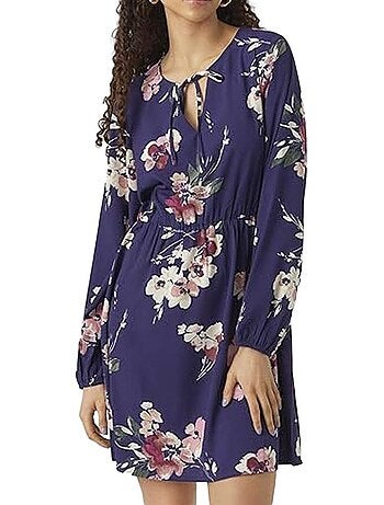 Vero moda hilah damesjurk met paars patroon