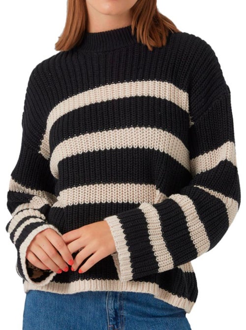 Vero Moda Hilda Dames Trui Zwart/Beige - Kiabi Vero Moda Hilda Dames Trui Zwart/Beige - Kiabi