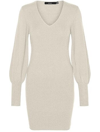 Vero moda holly lichtbeige gebreide jurk voor dames