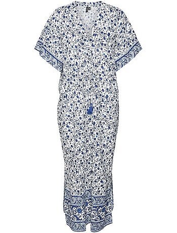 Vero moda ilan dames jurk wit/blauw