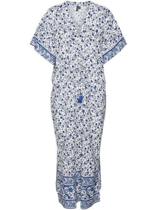 Vero Moda Ilan Dames Jurk Wit/Blauw - Kiabi Vero Moda Ilan Dames Jurk Wit/Blauw - Kiabi