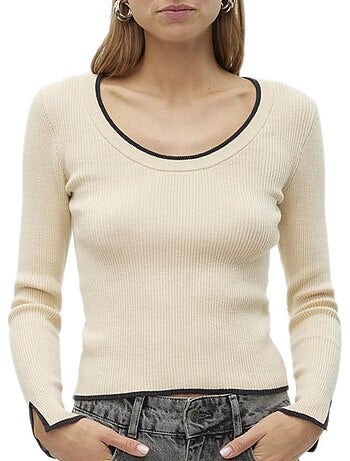 Vero moda joan dames trui crème/zwart