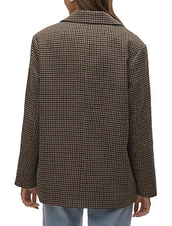 Vero moda julie pied-de-poule blazer voor dames - bruin