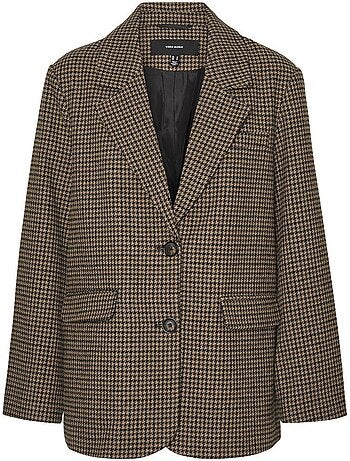 Vero moda julie pied-de-poule blazer voor dames - bruin