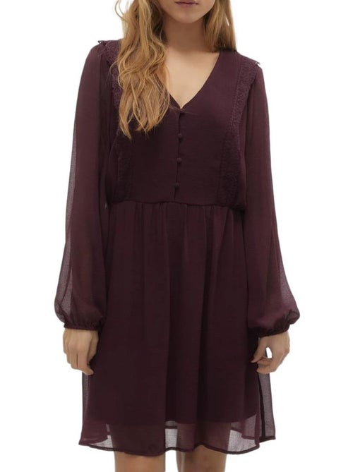 Vero Moda Juna Bordeauxrode Jurk voor Dames - Kiabi Vero Moda Juna Bordeauxrode Jurk voor Dames - Kiabi