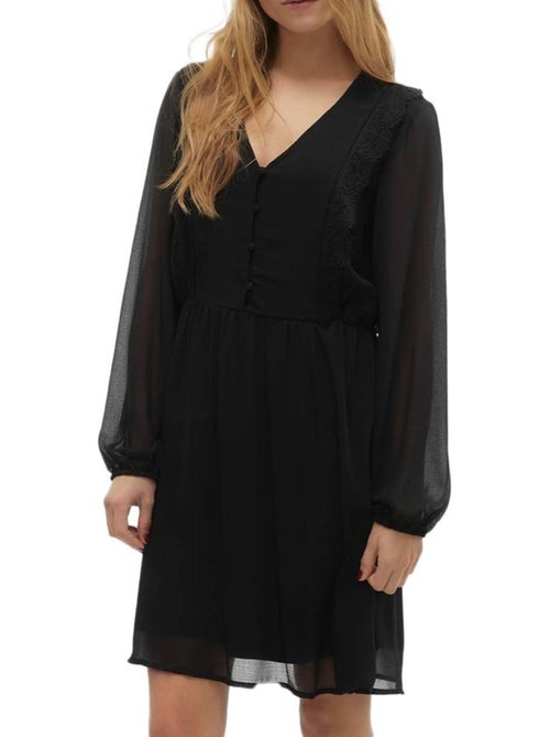 Vero Moda Juna Zwarte Jurk voor Dames - Kiabi Vero Moda Juna Zwarte Jurk voor Dames - Kiabi