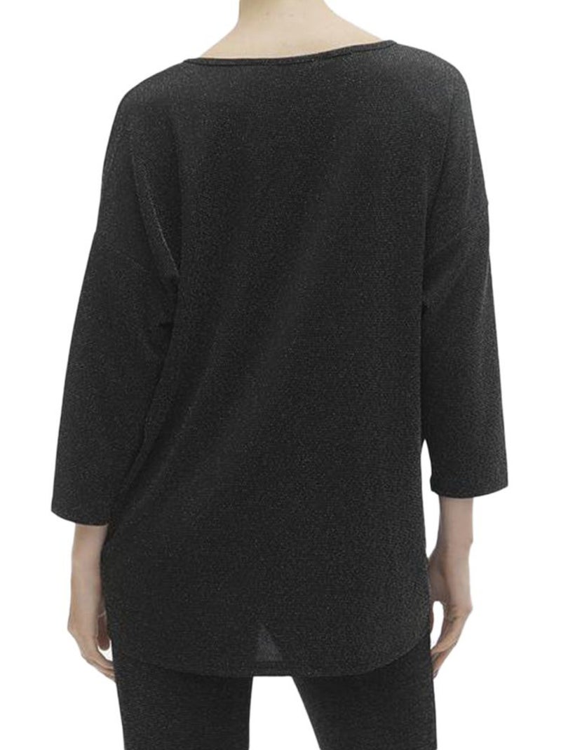 Vero Moda Kanva Zwarte Blouse Dames 3/4 Mouw Zwart Zilverkleurig - Kiabi