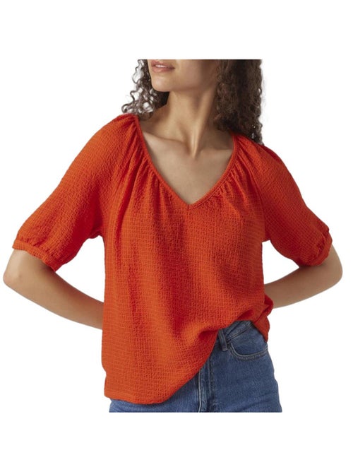 Vero Moda Kassi Rood T-shirt voor Dames - Kiabi Vero Moda Kassi Rood T-shirt voor Dames - Kiabi