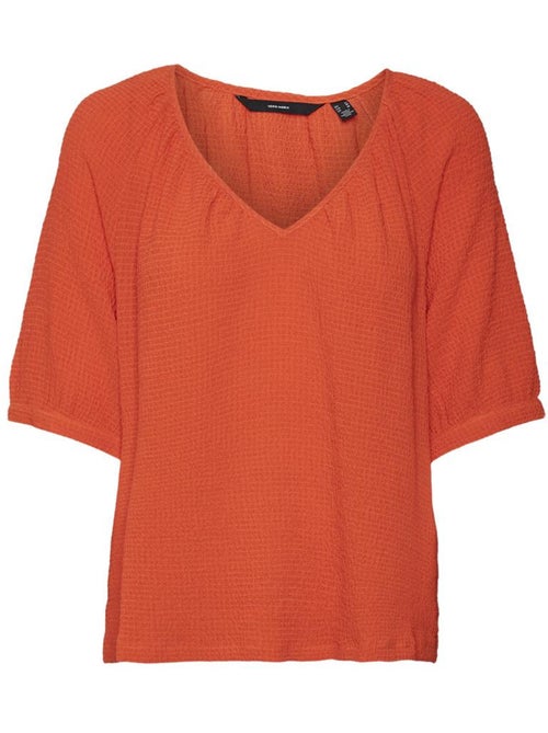 Vero Moda Kassi Rood T-shirt voor Dames - Kiabi Vero Moda Kassi Rood T-shirt voor Dames - Kiabi