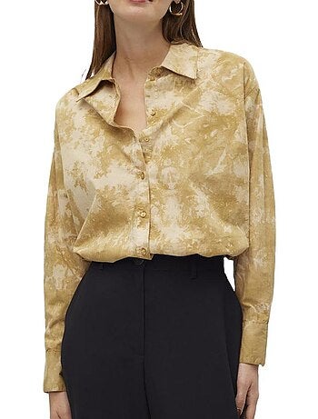 Vero moda kristee camel damesoverhemd