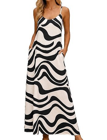Vero moda lea dames jurk zwart/beige