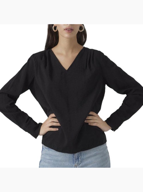 Vero Moda Lena Zwarte Blouse voor Dames - Kiabi Vero Moda Lena Zwarte Blouse voor Dames - Kiabi